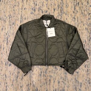 NWT Agolde Dark Green Iona Quilted Bomber Jacket